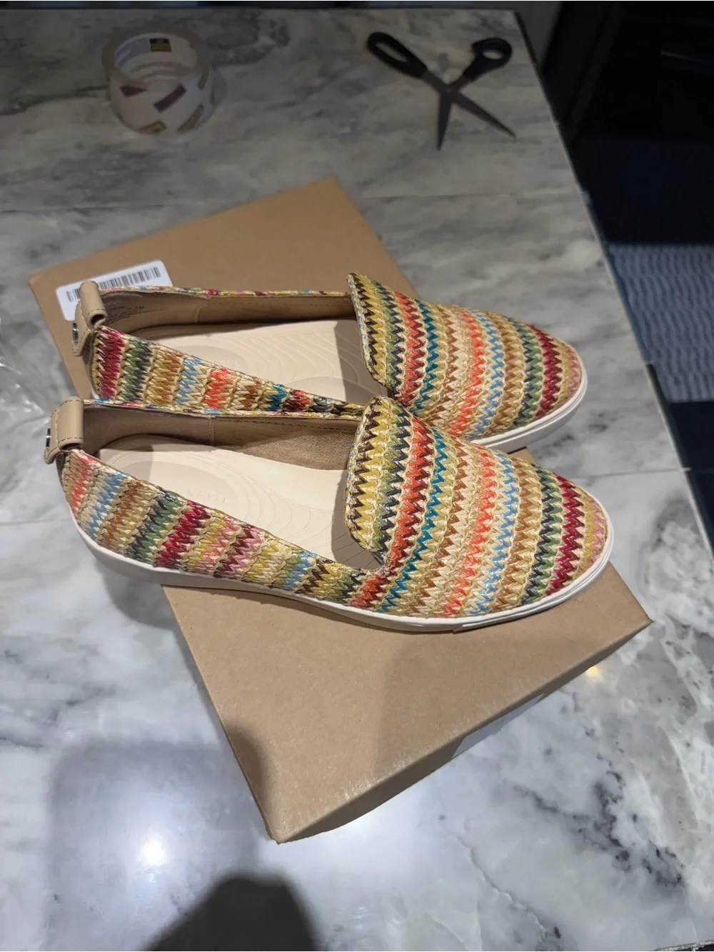 Kelly & Katie Multicolor Woven Slip-On Sneakers no box